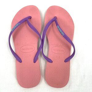 Havaianas Slim Logo Pop Up Pink Purple Flip Flop Sandals Women's 11/12